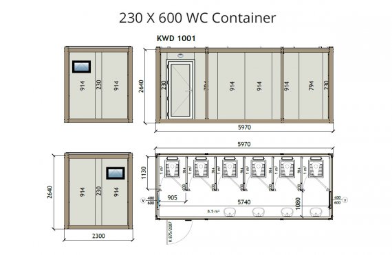 КВ2 230x600 wc контејнер